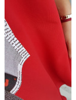 Šaty s potiskem a rozšířeným spodním dílem červené