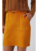 Lichoběžníková sukně s kapsami - zlatá