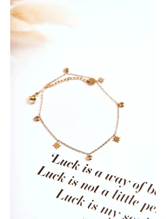 Náramek na nohu s Hvězdami a kamínky zlatý