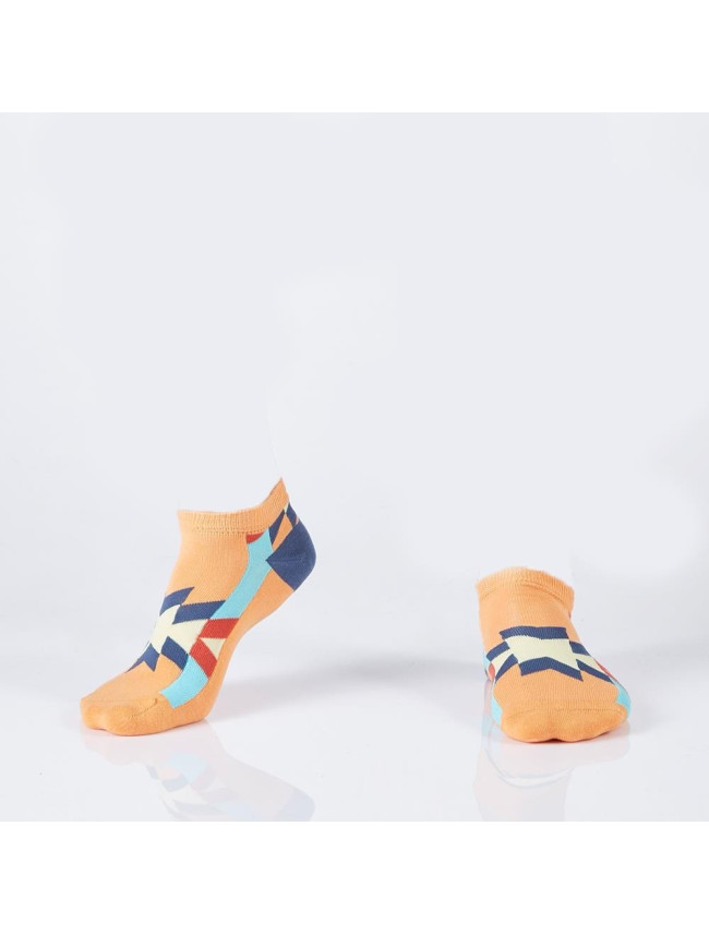 Oranžové krátké ponožky pro muže s aztéckými vzory