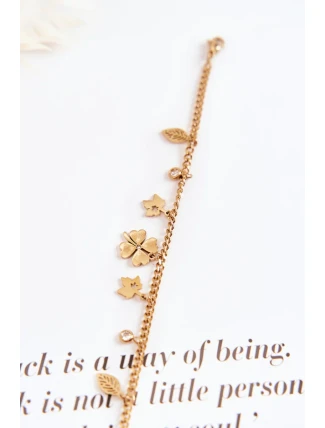 Módní náramek s jetelem a listy zlata