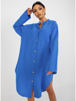 Modré košilové šaty OCH BELLA s kapsami