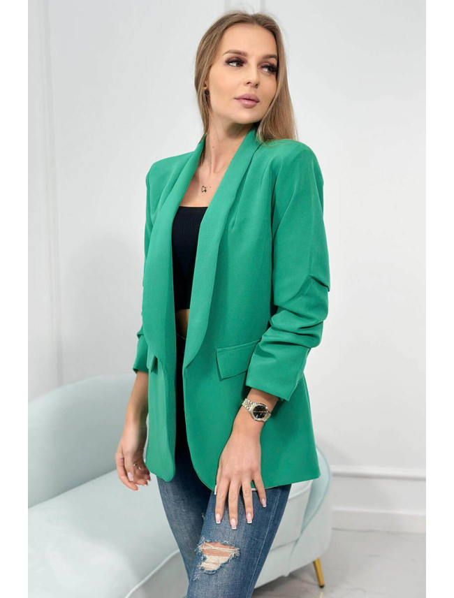 Elegantní sako s klopami zelené barvy