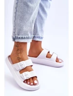 Dámské pěnové sandály s pruhy Bíle Sharmen