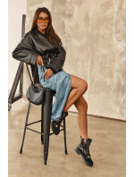 Módní dámské kotníkové boty na zip s ozdobami D&A Černá