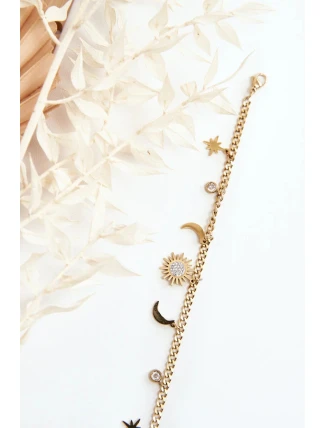 Módní zlatý náramek s měsícem a sluncem
