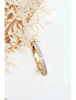 Náramek z nerezové oceli se zlatými kubickými zirkony