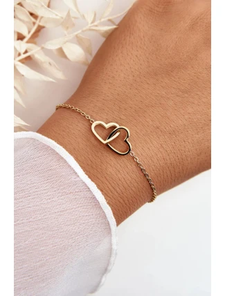 Jemný náramek se zlatými srdíčky