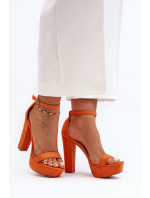 Pohodlné semišové sandály na vysokém podpatku, Orange Essence
