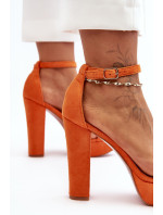 Pohodlné semišové sandály na vysokém podpatku, Orange Essence