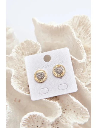 Zlaté kruhové náušnice z nerezové oceli se srdcem