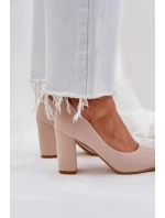 Dámské lodičky na podpatku z eko semiše Florena – béžové Dámské lodičky na podpatku z eko semiše Florena – béžové