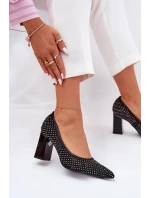 Dámské síťované lodičky na podpatku s ozdobou Vinceza – černé Dámské síťované lodičky na podpatku s ozdobou Vinceza – černé