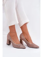 Dámské síťované lodičky na podpatku s ozdobou Vinceza – béžové Dámské síťované lodičky na podpatku s ozdobou Vinceza – béžové