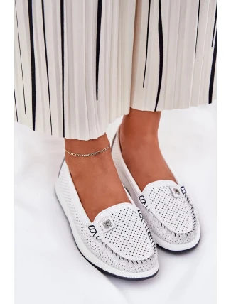 Dámské kožené mokasíny S.Barski – bílé