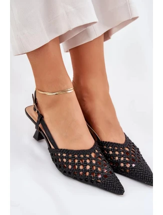 Lodičky se špičatou špičkou a otevřenou patou Umirana – černé