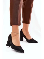 Dámské lodičky na podpatku z eko semiše Ellinoria – černé Dámské lodičky na podpatku z eko semiše Ellinoria – černé