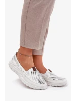 Dámské perforované baleríny z přírodní kůže Vinceza – bílé