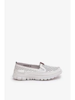 Dámské perforované baleríny z přírodní kůže Vinceza – bílé