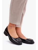 Dámské kožené baleríny s ozdobou D&A – černé