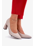 Elegantní dámské lodičky na širokém podpatku Vinceza – šedé Elegantní dámské lodičky na širokém podpatku Vinceza – šedé