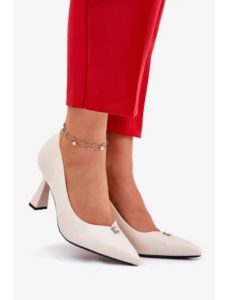 Elegantní dámské lodičky na rozšířeném jehlovém podpatku Vinceza – béžové Elegantní dámské lodičky na rozšířeném jehlovém podpatku Vinceza – béžové