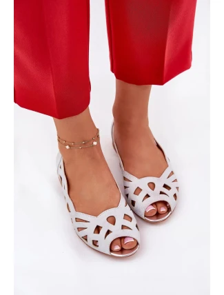 Dámské perforované baleríny s otevřenou špičkou Calgis – stříbrné