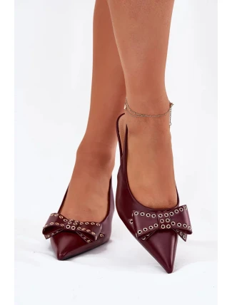 Dámské lodičky na jehlovém podpatku s mašlí Folesca – bordó Dámské lodičky na jehlovém podpatku s mašlí Folesca – bordó