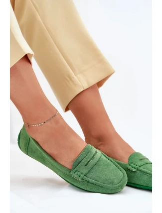 Dámské semišové mokasíny Lenvie – zelené