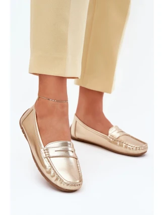 Dámské mokasíny z eko kůže Lenvie – zlaté
