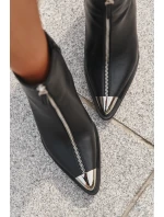 Dámské kotníkové boty na sloupkovém podpatku s ozdobným zipem Wiviane – černé