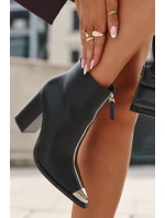 Dámské kotníkové boty na sloupkovém podpatku s ozdobným zipem Wiviane – černé