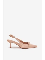 Dámské lakované lodičky na jehlovém podpatku s mašlí Olvena – nude Dámské lakované lodičky na jehlovém podpatku s mašlí Olvena – nude