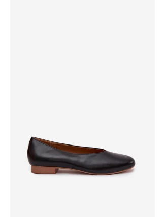 Dámské eko kožené baleríny na plochém podpatku Olyssia – černé