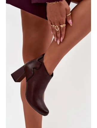 Dámské zateplené kotníkové botky z kůže na sloupku – bordó Ivessara