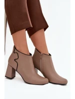 Dámské zateplené kotníkové boty na sloupku – béžové Ivessara