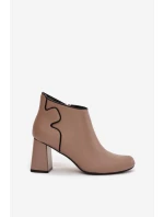 Dámské zateplené kotníkové boty na sloupku – béžové Ivessara