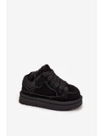 Dětské zateplené sneakers s kožíškem Mireen – černé