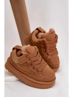 Dětské zateplené sneakers s kožíškem Mireen – velbloudí