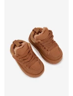 Dětské zateplené sneakers s kožíškem Mireen – velbloudí