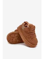Dětské zateplené sneakers s kožíškem Mireen – velbloudí