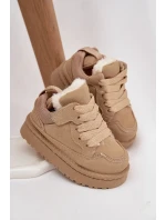 Dětské zateplené sneakers s kožíškem Mireen – béžové