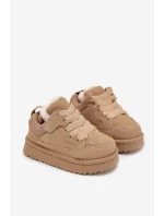 Dětské zateplené sneakers s kožíškem Mireen – béžové