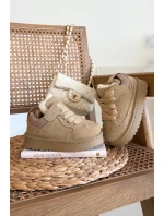 Dětské zateplené sneakers s kožíškem Mireen – béžové