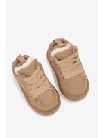 Dětské zateplené sneakers s kožíškem Mireen – béžové