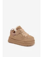 Dětské zateplené sneakers s kožíškem Mireen – béžové