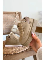 Dětské zateplené sneakers s kožíškem Mireen – béžové