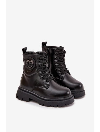 Dívčí zateplené botky s ozdobou LOVE – černé Rosaira