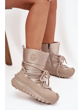 Dámské kožené sněhule na platformě Lee Cooper – béžovo-zlaté
