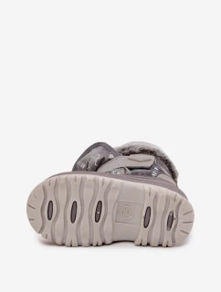 Dětské sněhule s kožíškem na suchý zip Lee Cooper – šedé